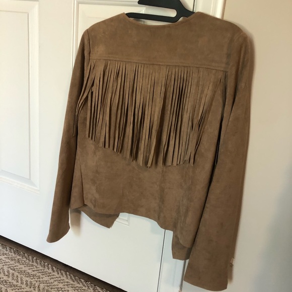 Faux suede blazer jacket with fringe - Picture 2 of 2